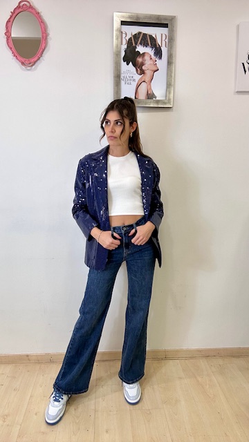 blazer paillettes blu ferrone