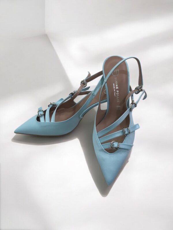 Slingback 1830 raso azzurro Divine Follie