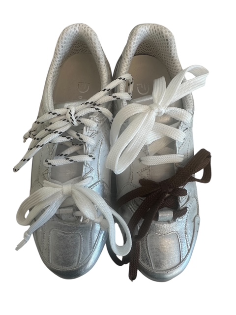 sneackers divine follie in pelle doppi lacci argento