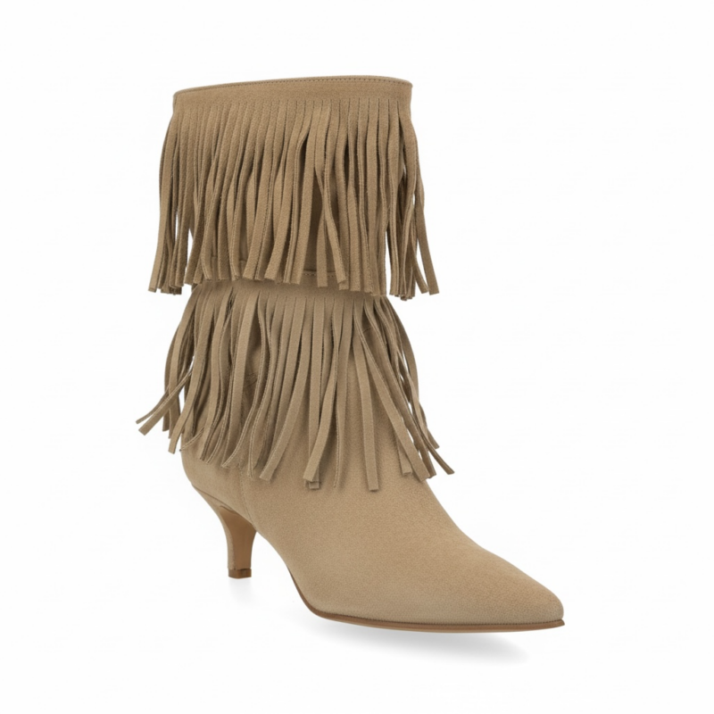 Stivaletto Suede Beige con Frange