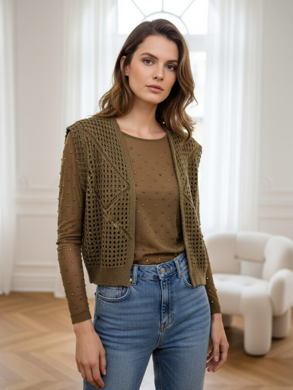 Maglia Velata Gioiello Moka No Secrets