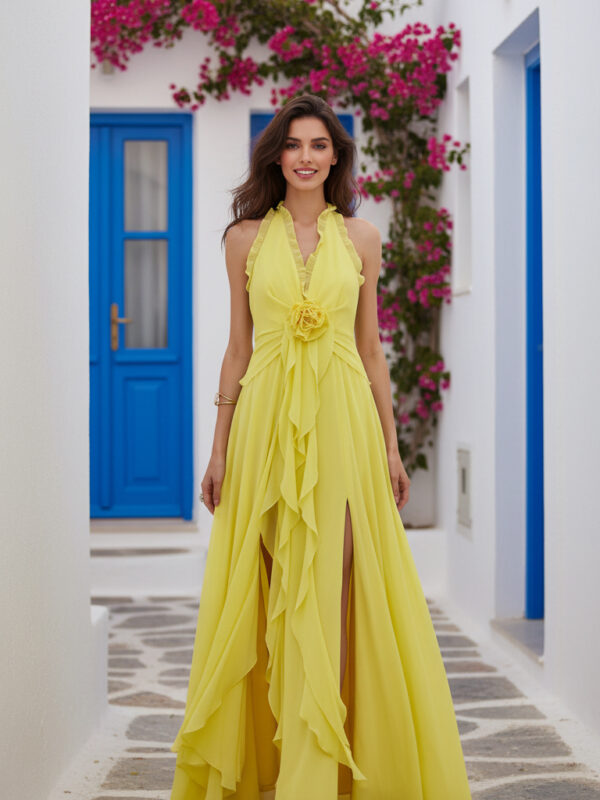 Abito Rouches giallo