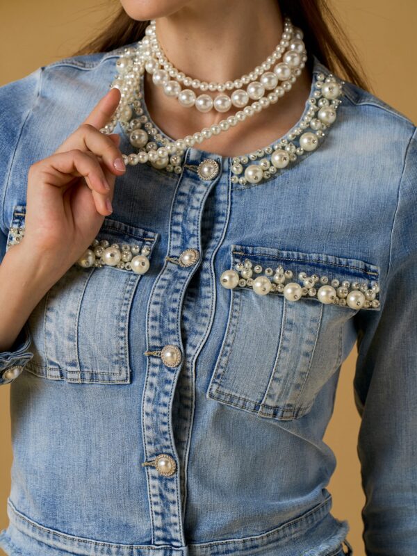 Giubbino jeans ricamo perle no secrets