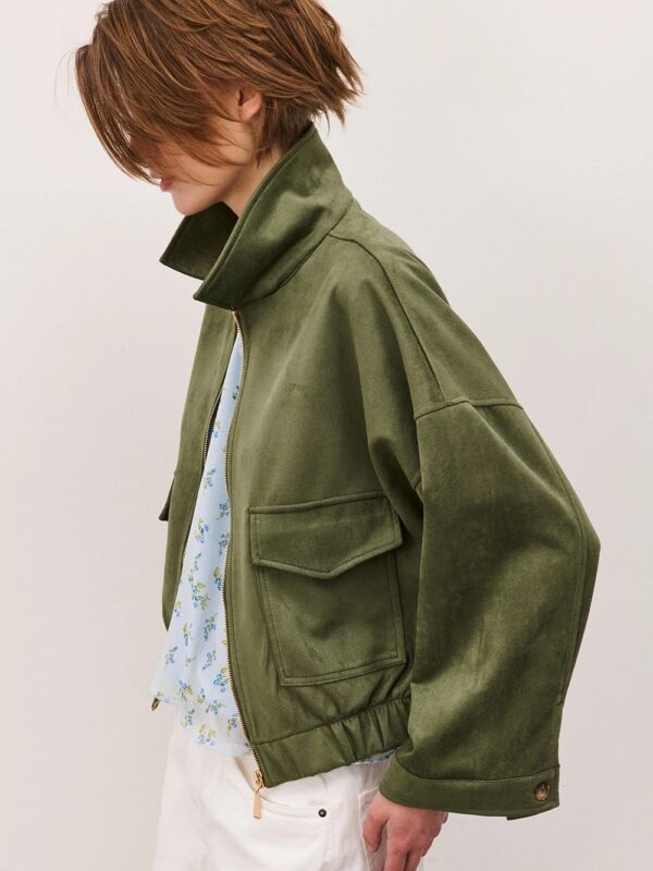 BOMBER EFFETTO CAMOSCIO verde twoway