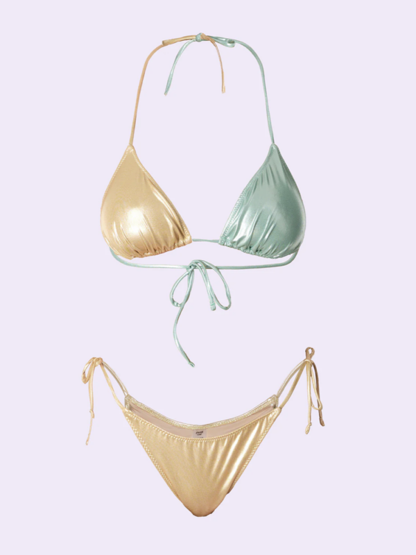 Bikini Donna F**K Crazy Triangolo con Slip Regolabile Gold SW0510-GD