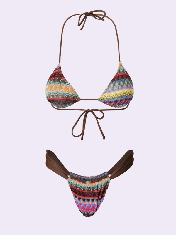 Bikini Donna F**K Crazy Triangolo con Slip Brasiliano Fisso Viola SW0300-PR