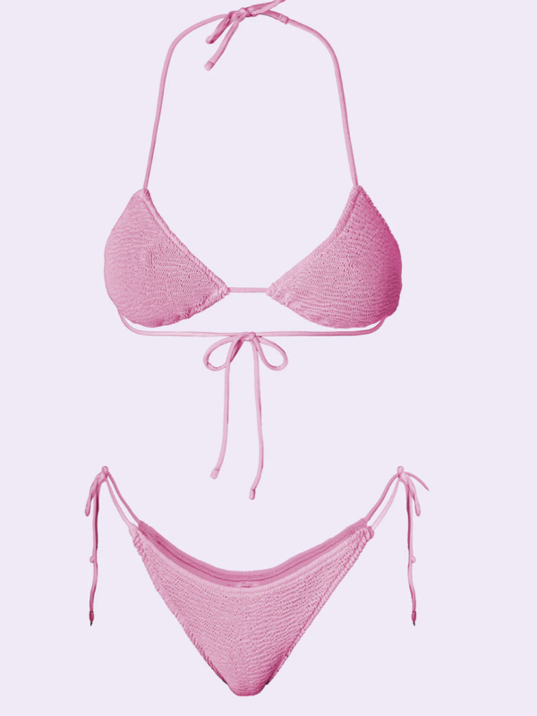 Bikini Donna F**K Crazy Triangolo con Slip Regolabile Rosa SW0400-PK