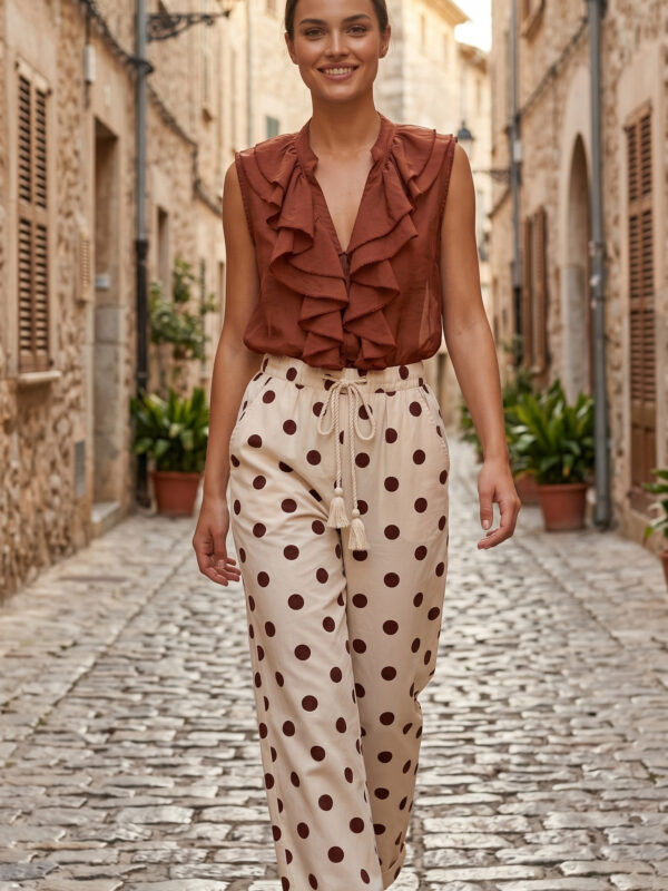Pantalone pois d'elle latte/india