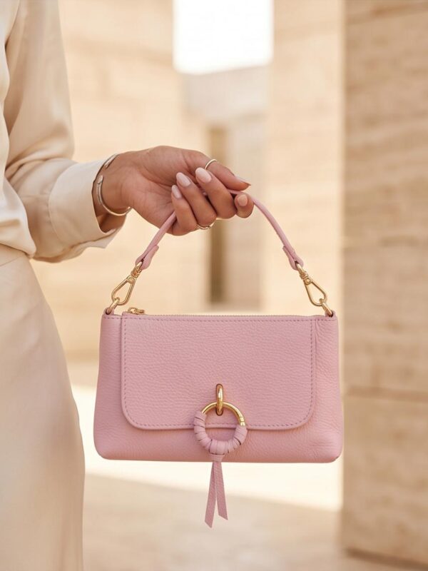 Borsa rosa piccola in pelle