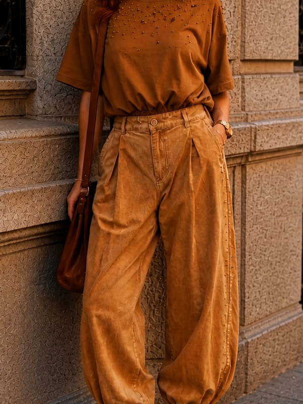 pantalone borchie ruggine d'l