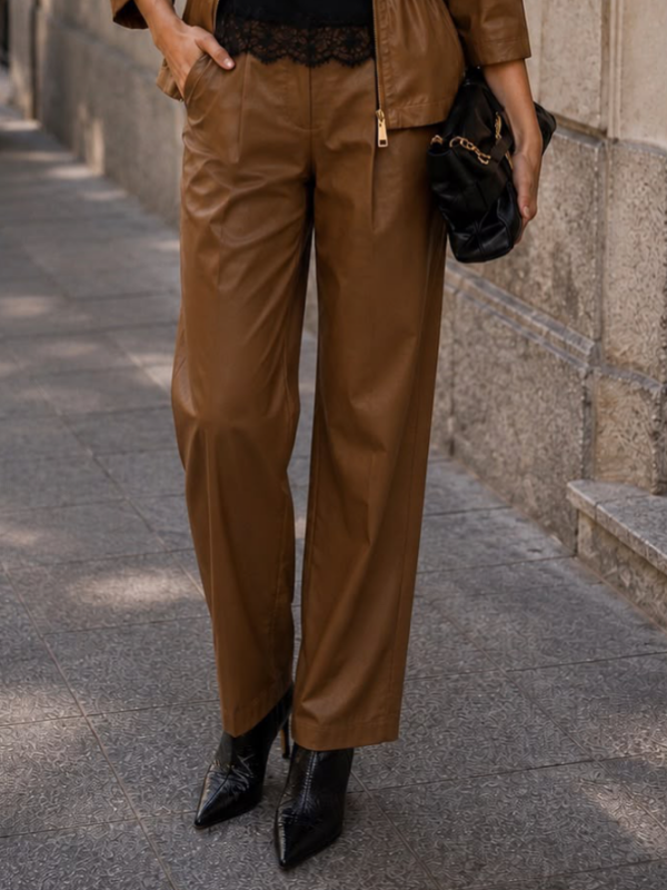 Pantalone Cognac effetto pelle