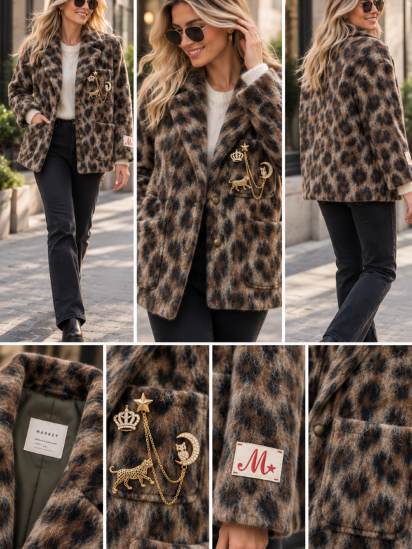 Giacca Animalier con Applicazioni Gioiello - Maryley