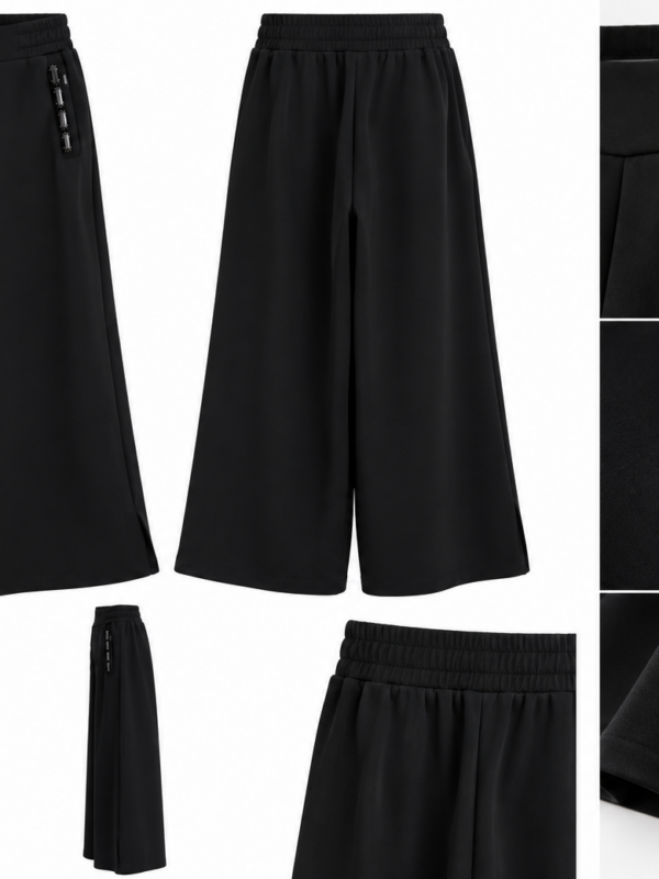 Pantalone tuta a gamba ampia con dettagli gioiello – Jijil